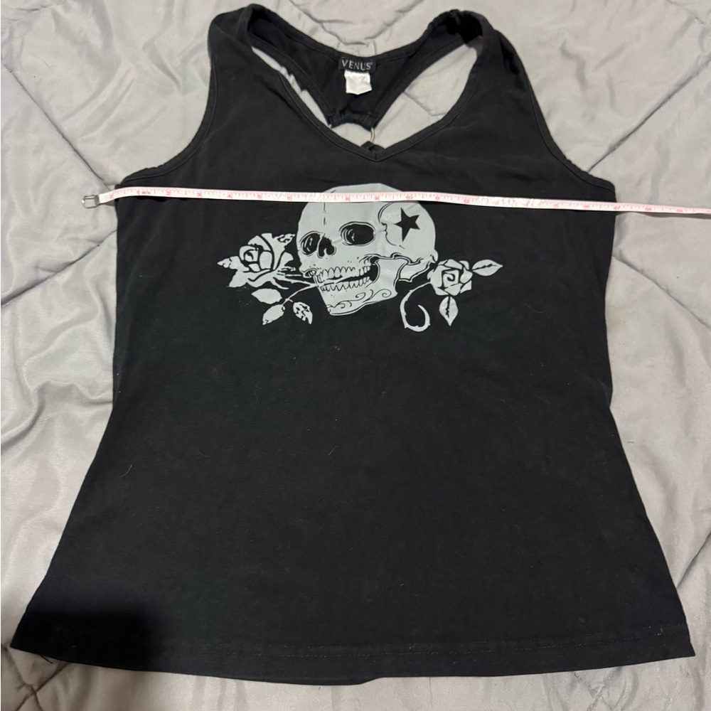 VENUS Black Skull Graphic Tank Top